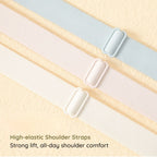 Close-up of Angel Lace Minimiser Shaping Bra high-elastic shoulder straps with text 