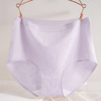 Embossed Bear High Waist Briefs in purple, women's underwear hanging on a hanger