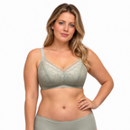 AUstralian women wearing Angel Lace Minimiser Shaping Bra wit Hands on the waist